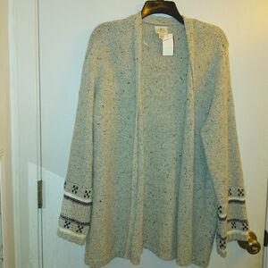 ST Johns Bay cardigan speckled flecked beige orange yellow brown EUC Lg